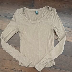 Wild Fable Tan Fitted Long Sleeve Top
